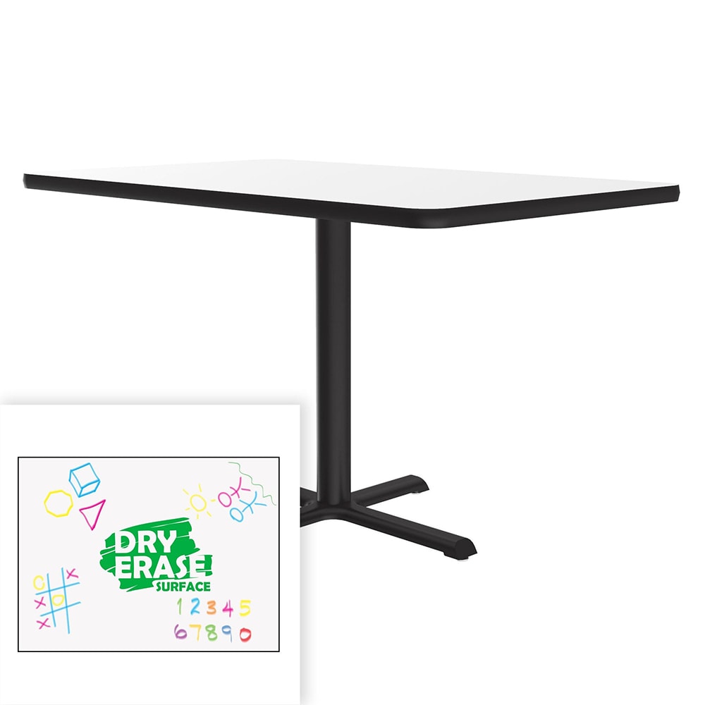 Correll Rectangular Café/Breakroom Table w/ Dry Erase Markerboard Top, 42"W x 30"D x 29"H (BCT3042DE-80-09-09)