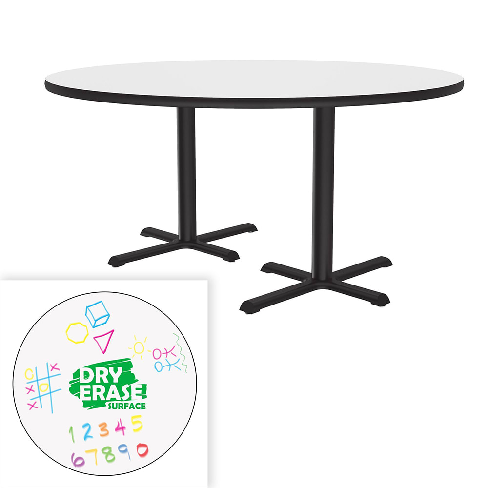 Correll 60" Round Café/Breakroom Table w/ Dry Erase Markerboard Top, 29"H (BCT60DER-80-09-09)