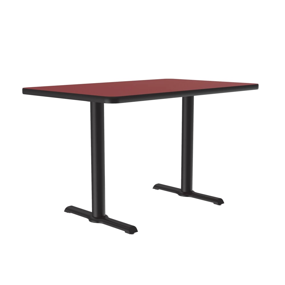 Correll Rectangular Dining Height Table w/ Red Laminate Top - 48"W x 30"D, Cast Iron Base (BTT3048-35-09-09)