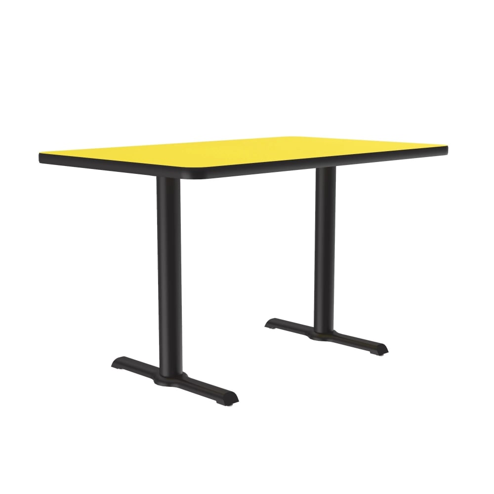 Correll Rectangular Dining Height Table w/ Yellow Laminate Top - 48"W x 30"D, Cast Iron Base (BTT3048-38-09-09)