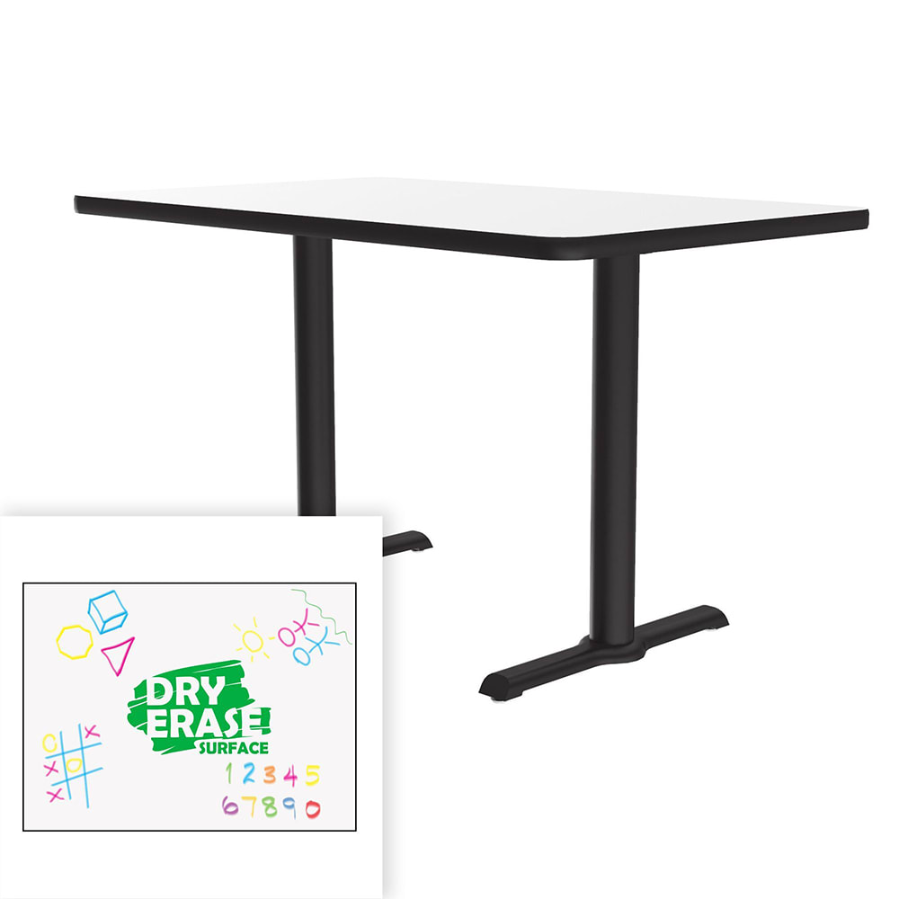 Correll Rectangular Café/Breakroom Table w/ Dry Erase Markerboard Top, 48"W x 30"D x 29"H (BTT3048DE-80-09-09)