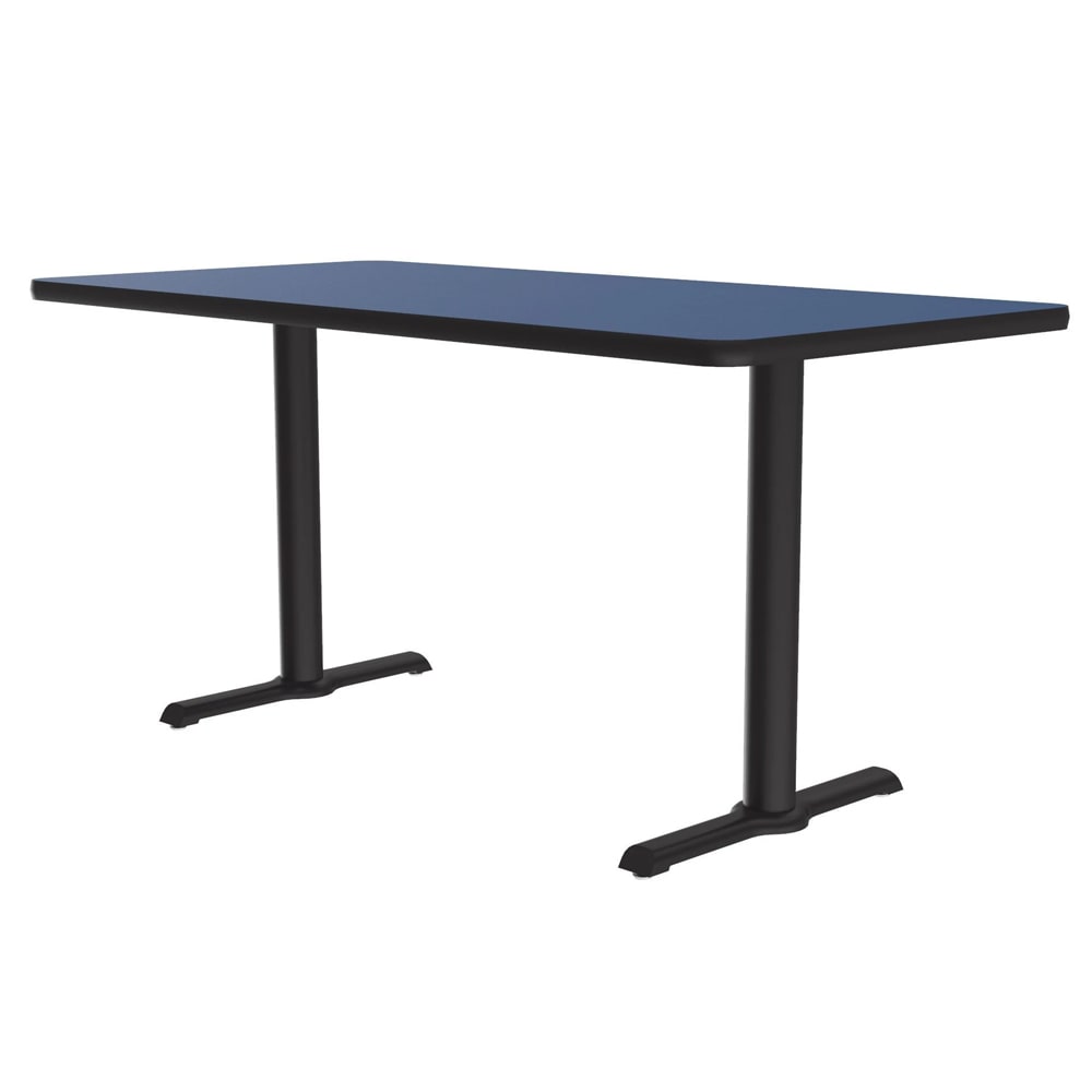 Correll Rectangular Dining Height Table w/ Blue Laminate Top - 60"W x 30"D, Cast Iron Base (BTT3060-37-09-09)