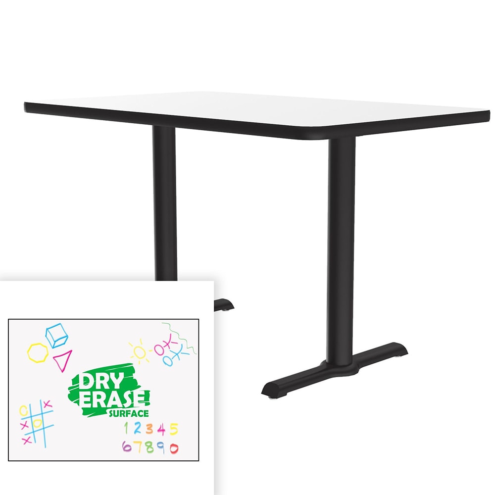 Correll Rectangular Café/Breakroom Table w/ Dry Erase Markerboard Top, 60"W x 30"D x 29"H (BTT3060DE-80-09-09)