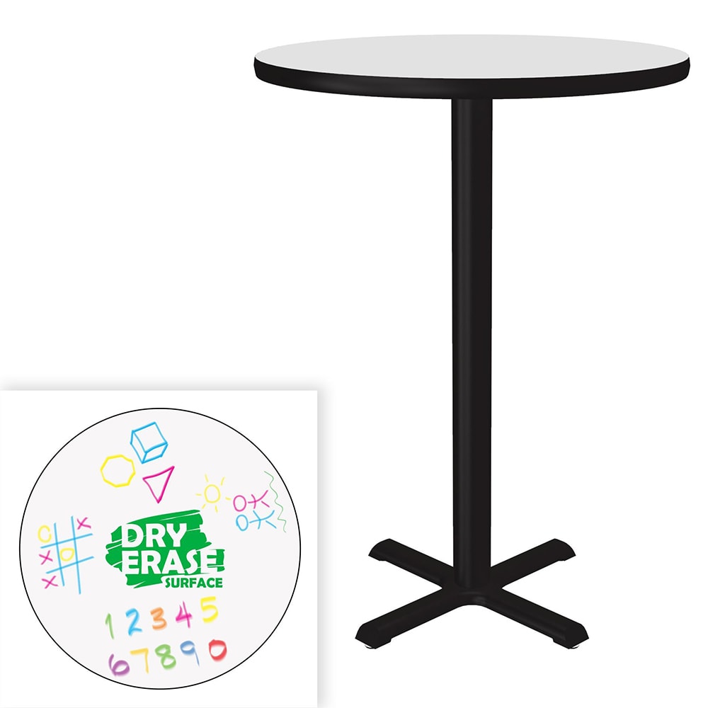 Correll 24" Round Bar Height Table - Dry Erase Markerboard Top, Cast Iron Base (BXB24DER-80-09-09)