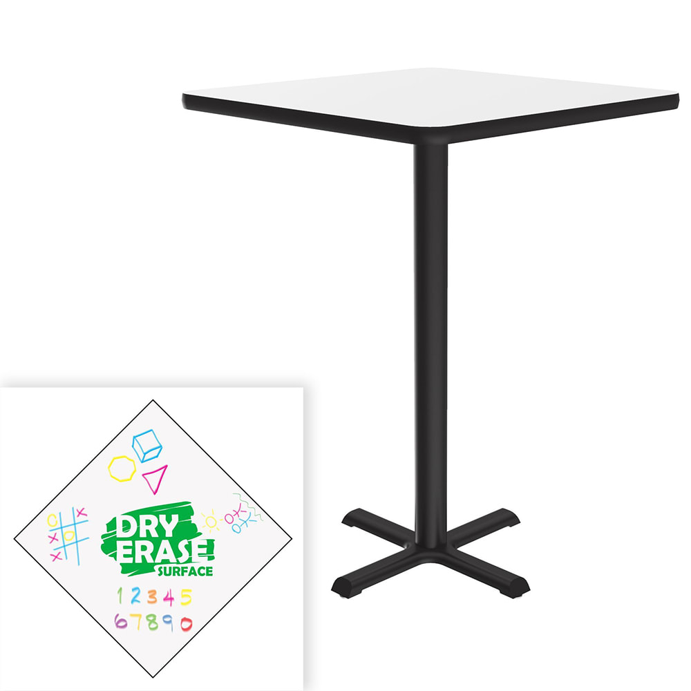 Correll 24" Square Bar Height Table - Dry Erase Markerboard Top, Cast Iron Base (BXB24DES-80-09-09)