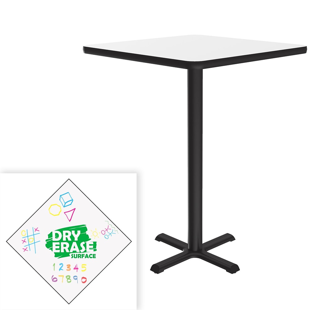 Correll 30" Square Bar Height Table - Dry Erase Markerboard Top, Cast Iron Base (BXB30DES-80-09-09)