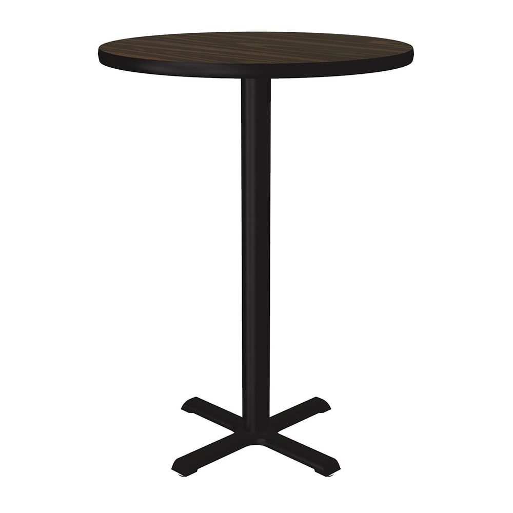 Correll 30" Round Bar Height Table - Walnut Laminate Top, Cast Iron Base (BXB30R-01-09-09)