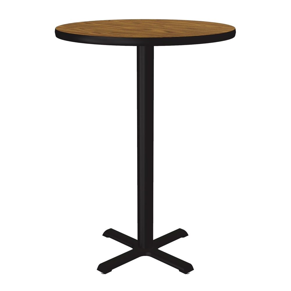 Correll 30" Round Bar Height Table - Oak Laminate Top, Cast Iron Base (BXB30R-06-09-09)