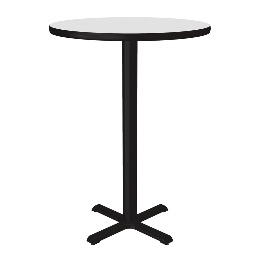Correll 30" Round Bar Height Table - White Laminate Top, Cast Iron Base (BXB30R-36-09-09)