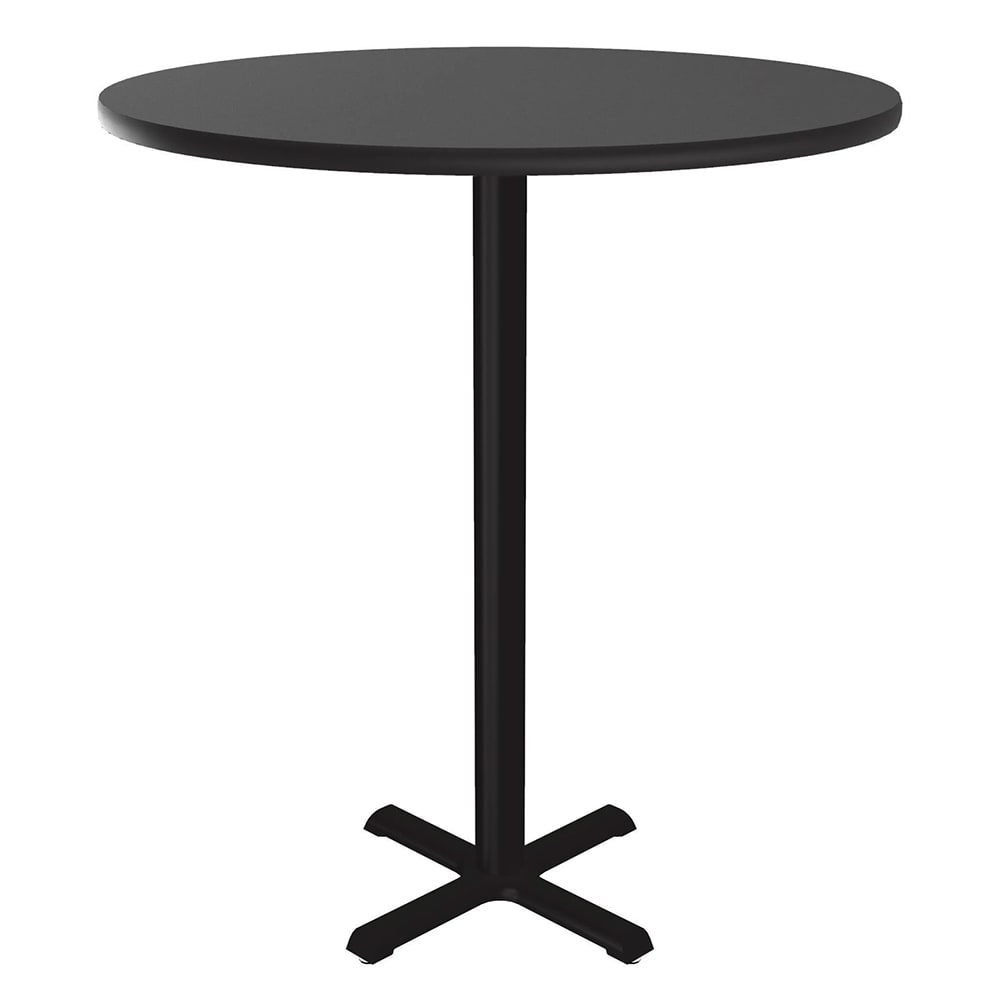 Correll 36" Round Bar Height Table - Black Granite Laminate Top, Cast Iron Base (BXB36R-07-09-09)