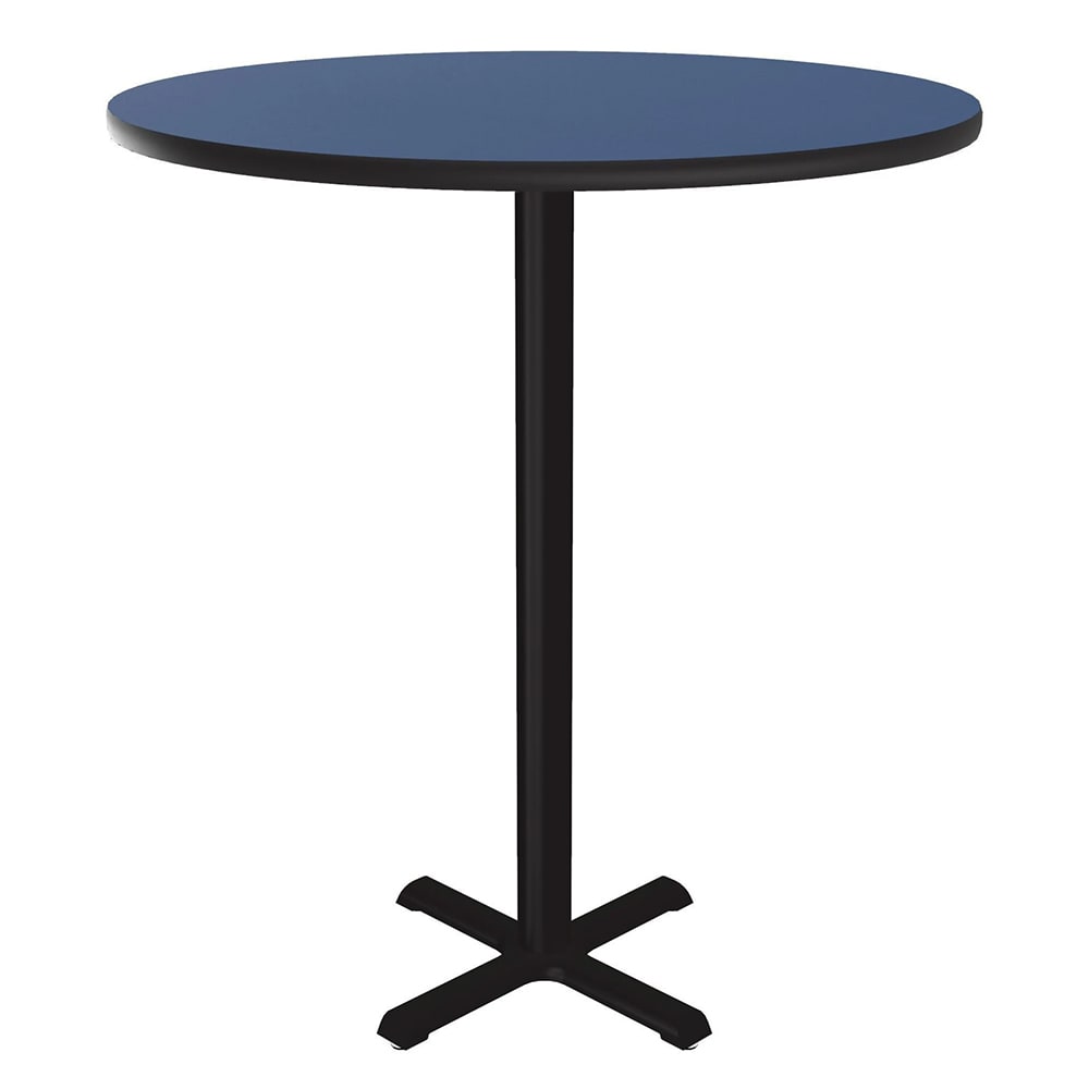 Correll 36" Round Bar Height Table - Blue Laminate Top, Cast Iron Base (BXB36R-37-09-09)