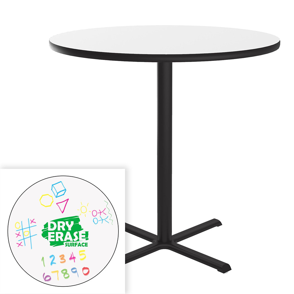 Correll 42" Round Bar Height Table - Dry Erase Markerboard Top, Cast Iron Base (BXB42DER-80-09-09)