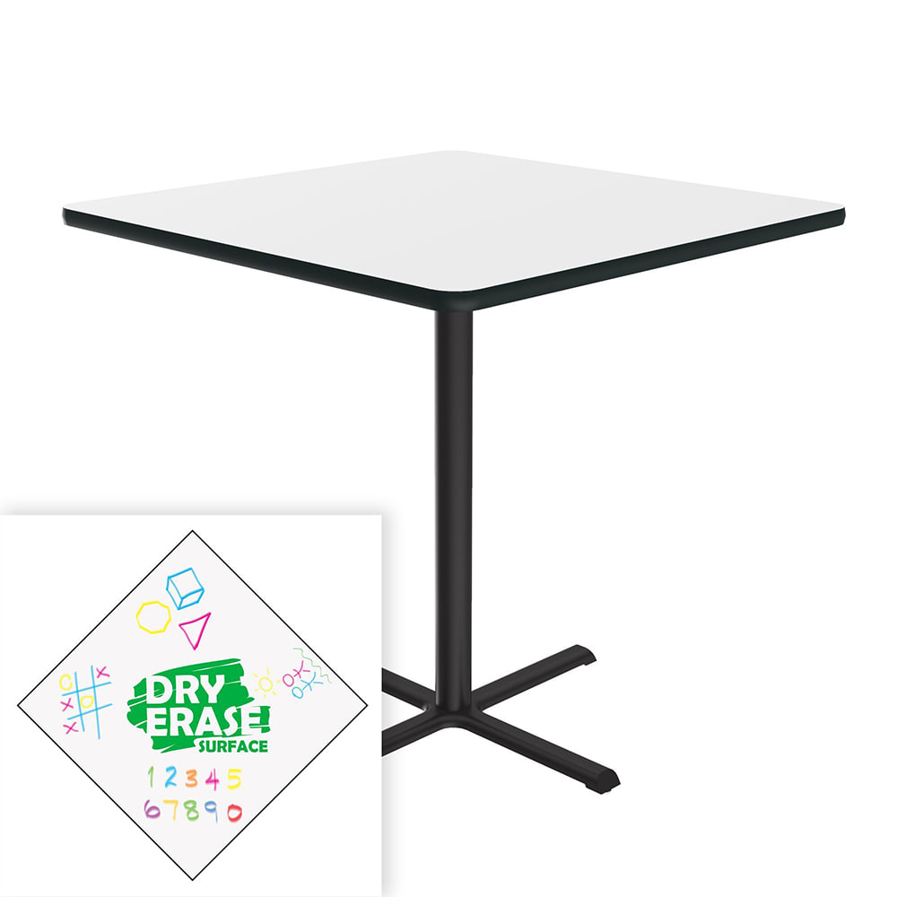 Correll 42" Square Bar Height Table - Dry Erase Markerboard Top, Cast Iron Base (BXB42DES-80-09-09)