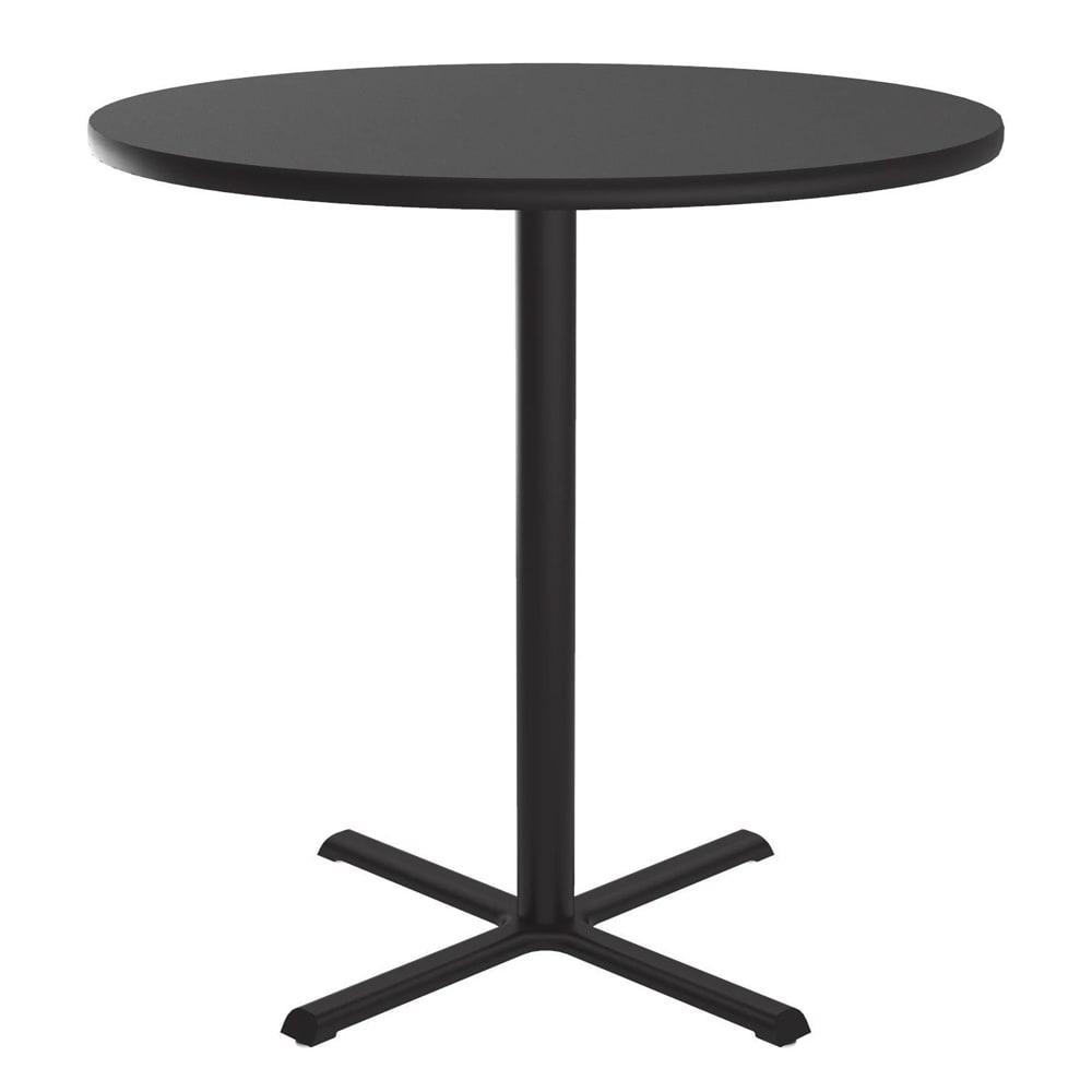 Correll 42" Round Bar Height Table - Black Granite Laminate Top, Cast Iron Base (BXB42R-07-09-09)