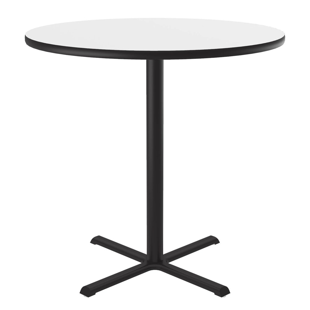 Correll 42" Round Bar Height Table - White Laminate Top, Cast Iron Base (BXB42R-36-09-09)