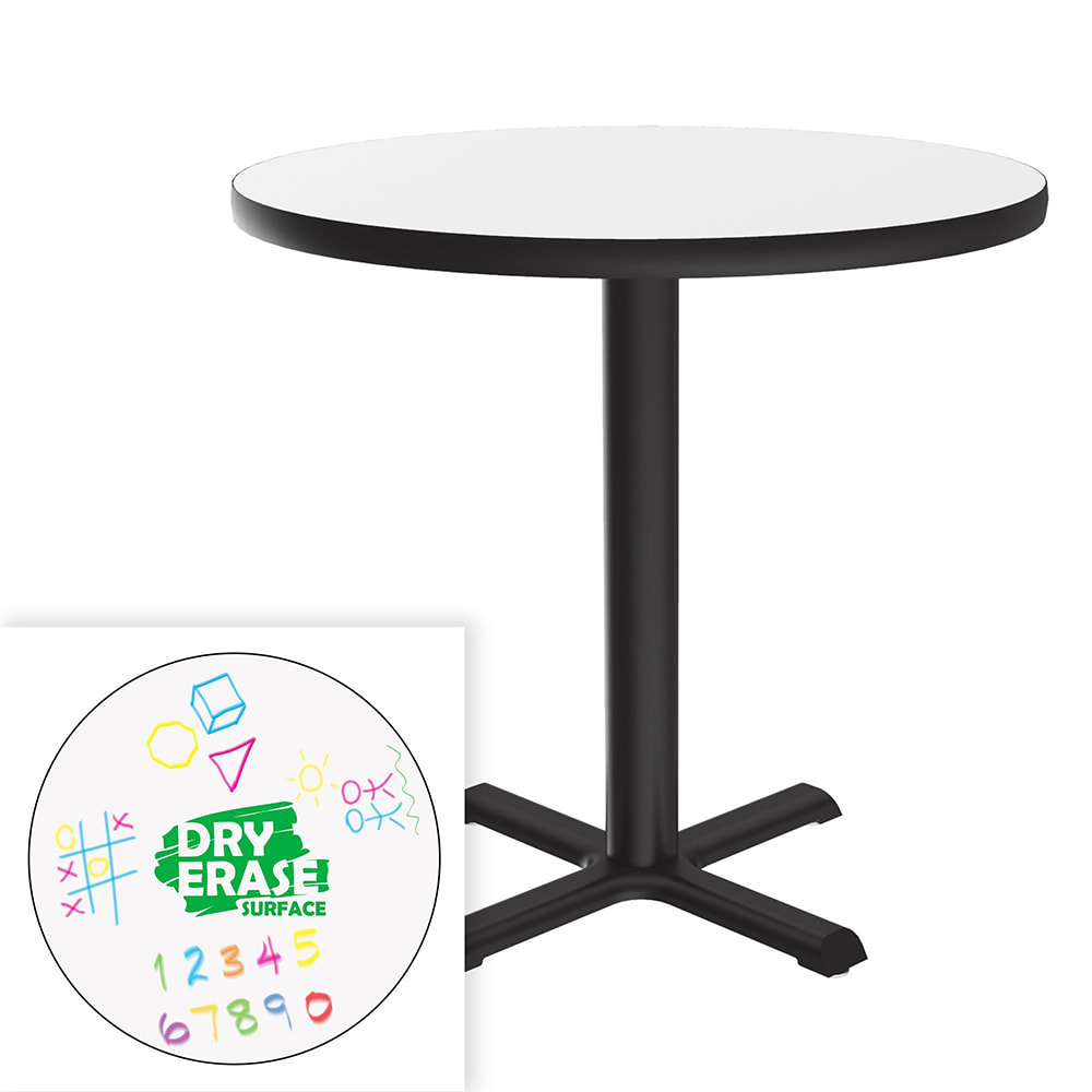Correll 24" Round Café/Breakroom Table w/ Dry Erase Markerboard Top, 29"H (BXT24DER-80-09-09)