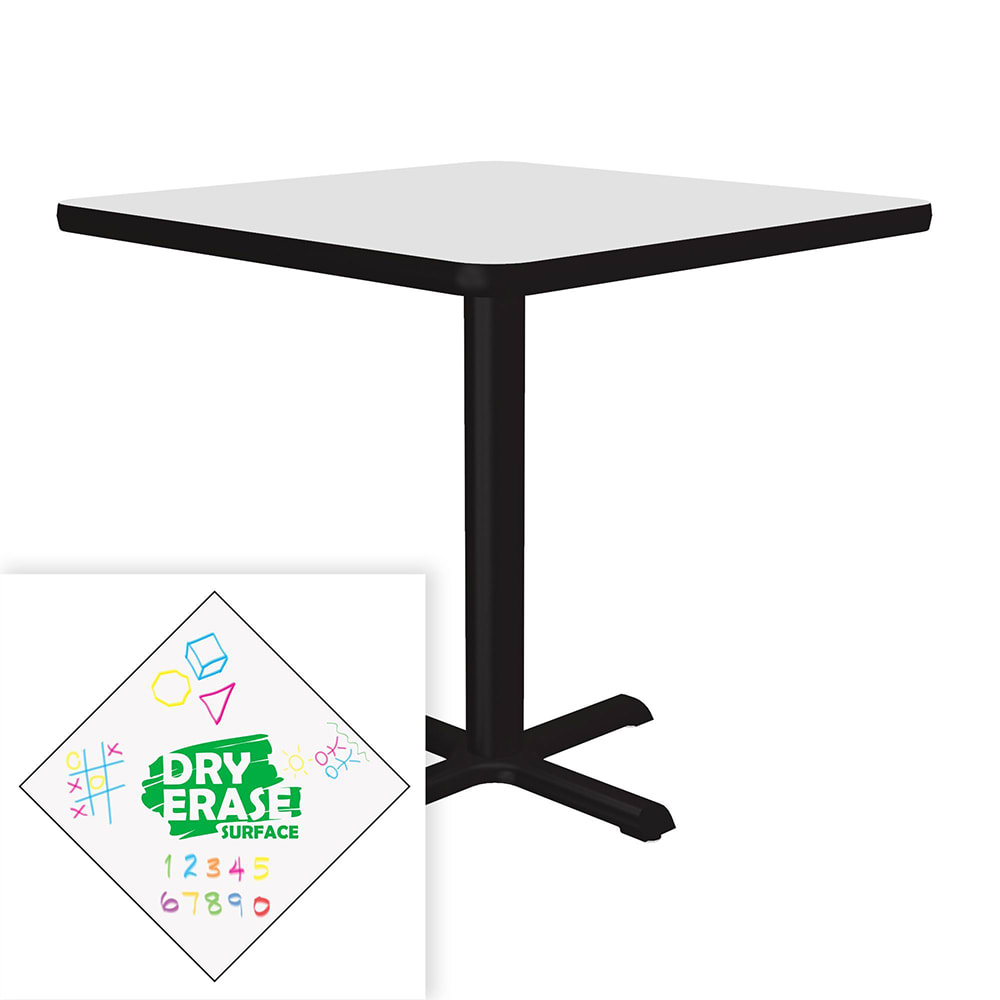 Correll 24" Square Café/Breakroom Table w/ Dry Erase Markerboard Top, 29"H (BXT24DES-80-09-09)