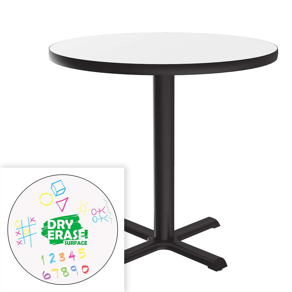 Correll 30" Round Café/Breakroom Table w/ Dry Erase Markerboard Top, 29"H (BXT30DER-80-09-09)