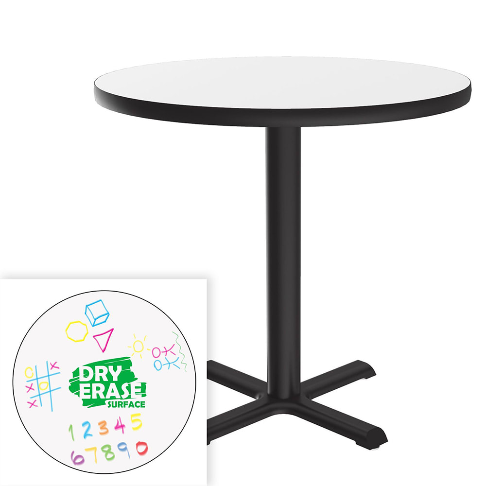 Correll 36" Round Café/Breakroom Table w/ Dry Erase Markerboard Top, 29"H (BXT36DER-80-09-09)