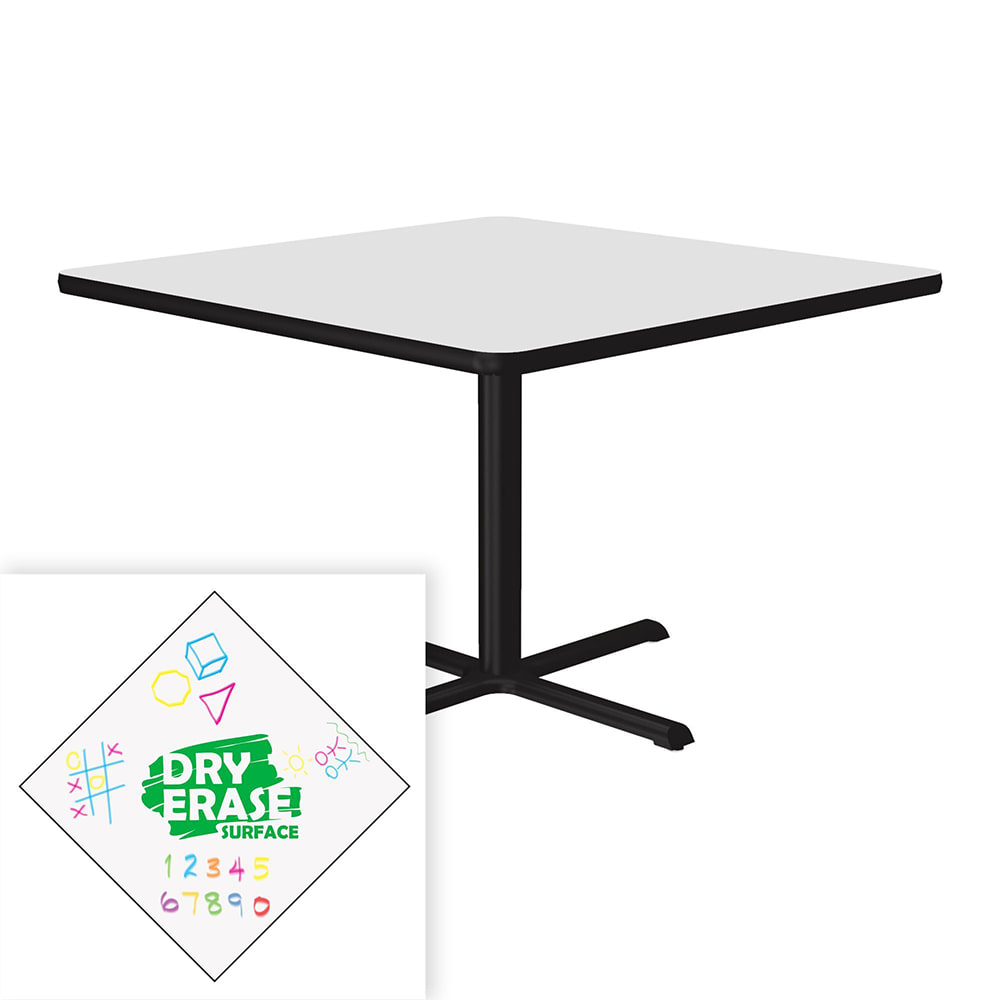 Correll 36" Square Café/Breakroom Table w/ Dry Erase Markerboard Top, 29"H (BXT36DES-80-09-09)