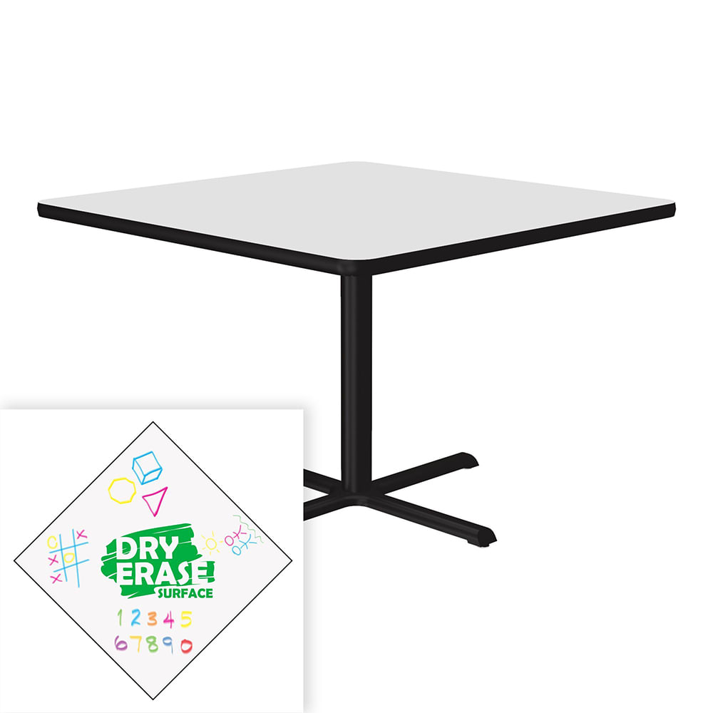Correll 42" Square Café/Breakroom Table w/ Dry Erase Markerboard Top, 29"H (BXT42DES-80-09-09)