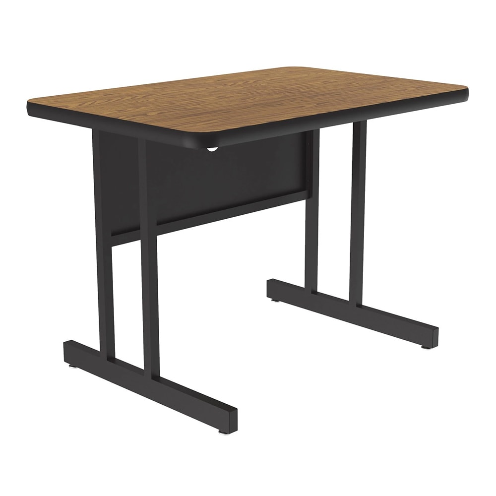 Correll Rectangular Desk Height Work Station, 36"W x 24"D - Medium Oak/Black T-Mold (CS2436-06-09-09)