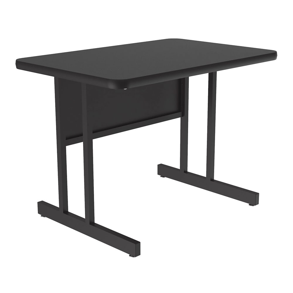 Correll Rectangular Desk Height Work Station, 36"W x 24"D - Black Granite/Black T-Mold (CS2436-07-09-09)