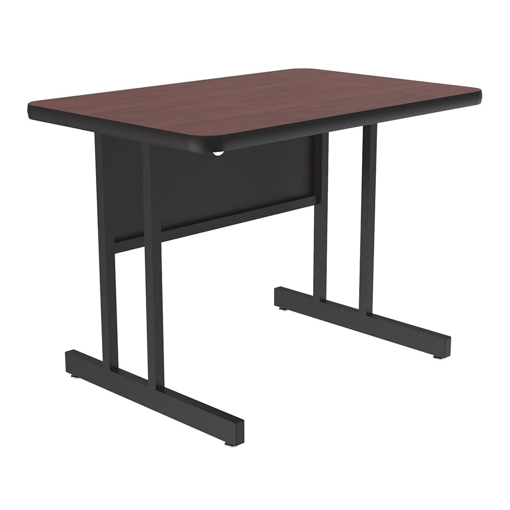 Correll Rectangular Desk Height Work Station, 36"W x 24"D - Mahogany/Black T-Mold (CS2436-20-09-09)