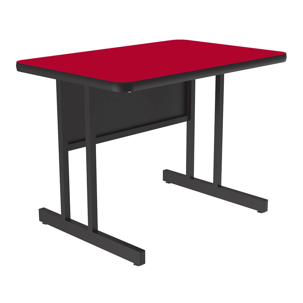 Correll Rectangular Desk Height Work Station, 36"W x 24"D - Red/Black T-Mold (CS2436-35-09-09)