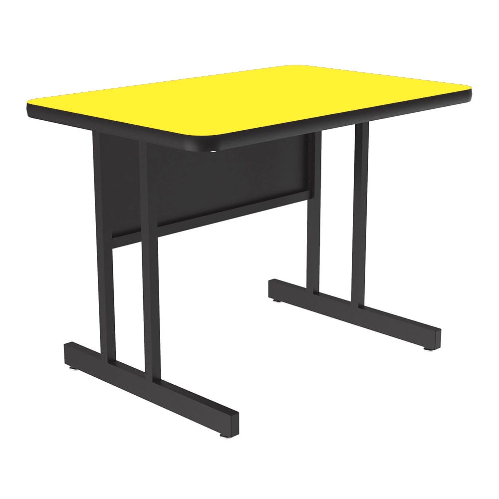 Correll Rectangular Desk Height Work Station, 36"W x 24"D - Yellow/Black T-Mold (CS2436-38-09-09)