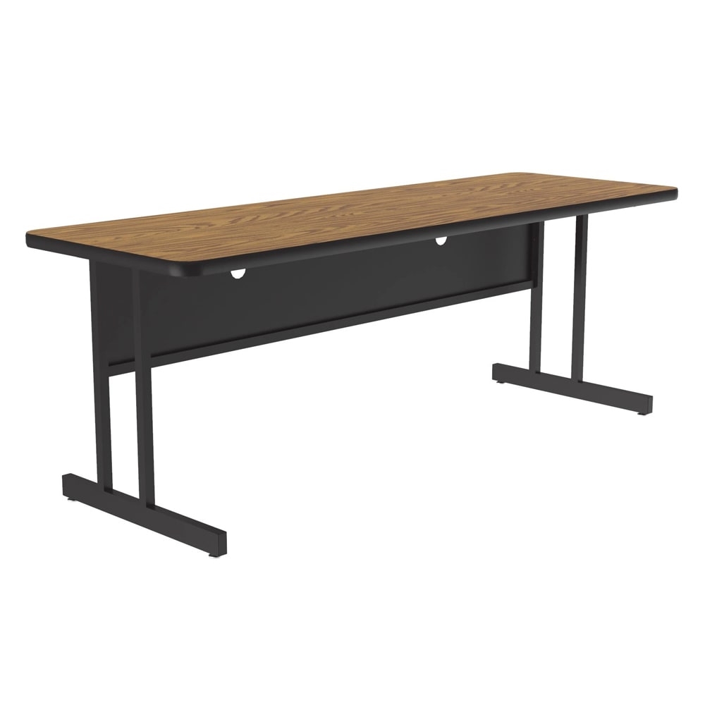 Correll Rectangular Desk Height Work Station, 60"W x 24"D - Medium Oak/Black T-Mold (CS2460-06-09-09)