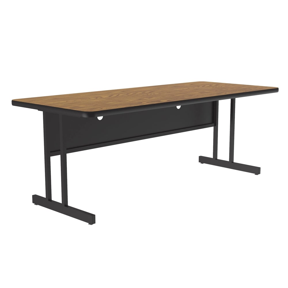 Correll Rectangular Desk Height Work Station, 48"W x 30"D - Medium Oak/Black T-Mold (CS3048-06-09-09)