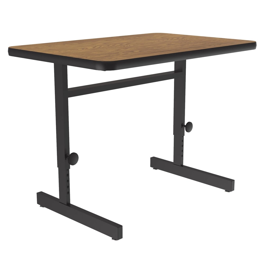 Correll Rectangular Adjustable Height Work Station, 36"W x 24"D - Medium Oak/Black T-Mold (CSA2436-06-09-09)