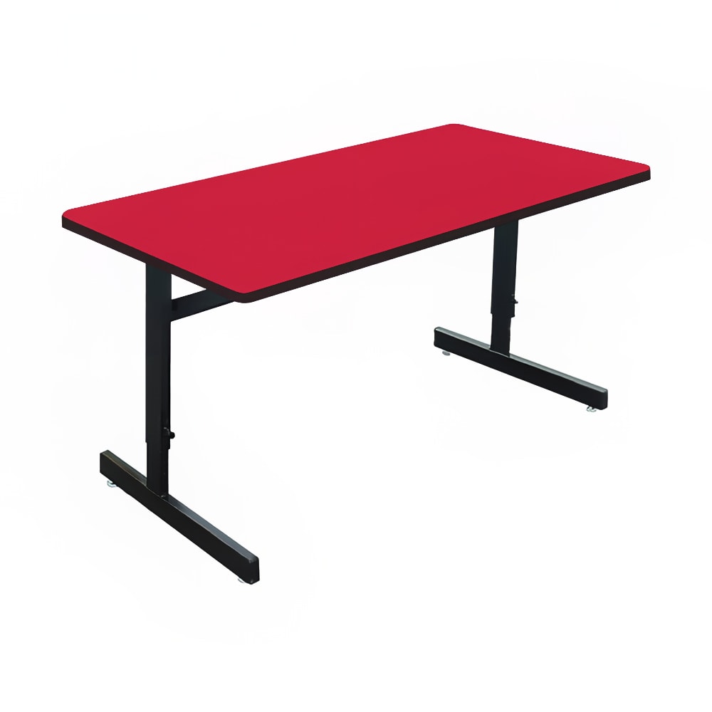 Correll Desk Height Work Station, 1 1/4" Top, Adjust to 29", 36" x 24", Red/Black (CSA2436-35-09-09)