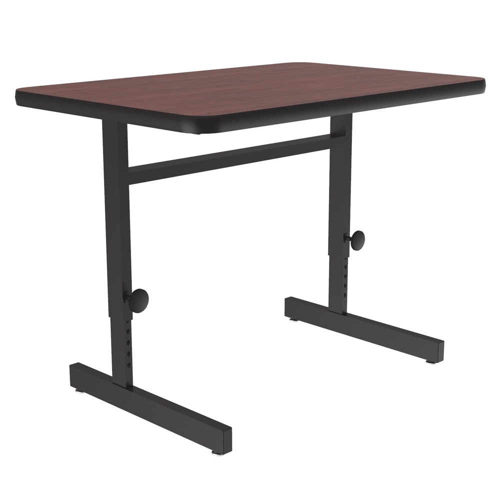 Correll Rectangular Adjustable Height Work Station, 48"W x 24"D - Mahogany/Black T-Mold (CSA2448-20-09-09)