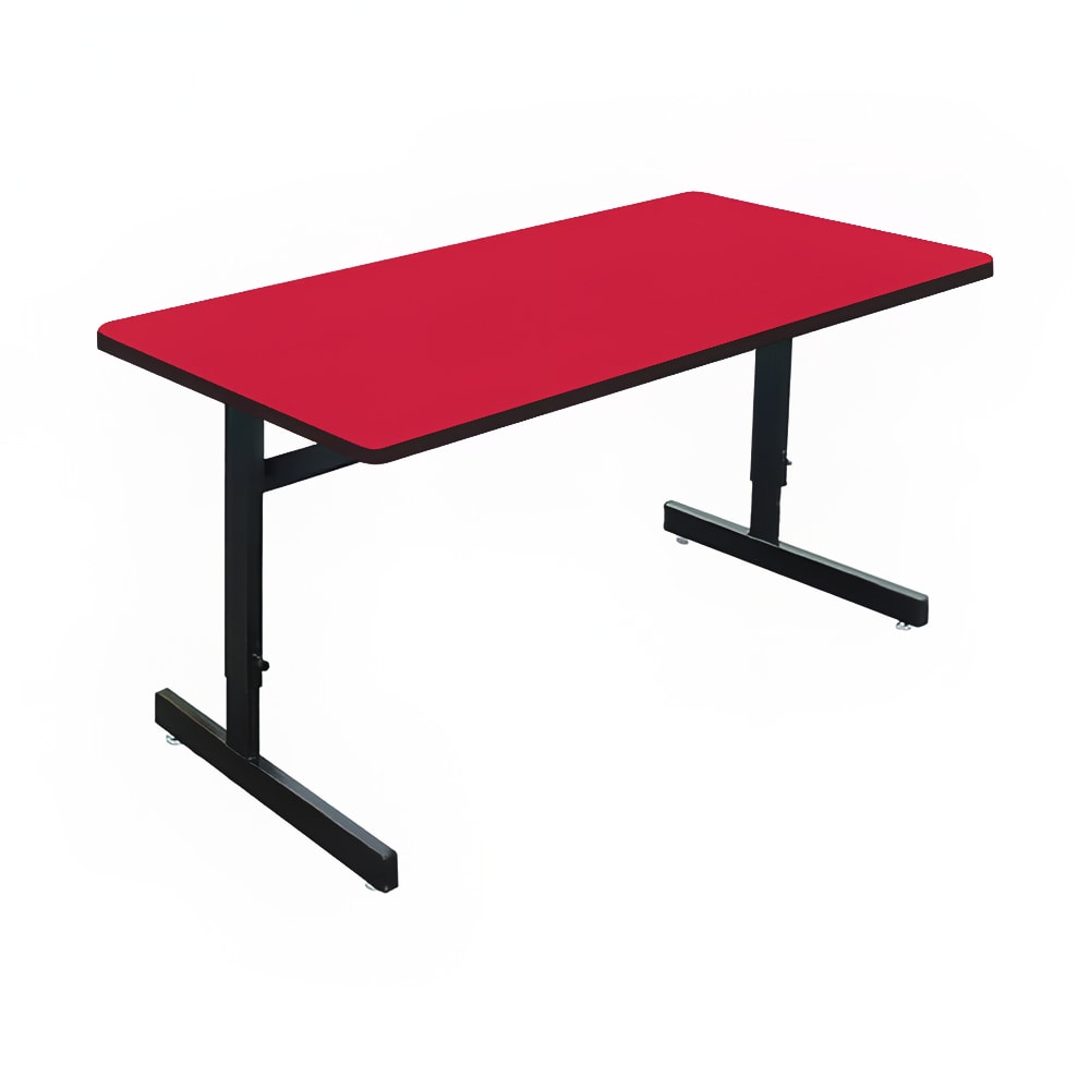 Correll Desk Height Work Station, 1 1/4" Top, Adjust to 29", 48" x 24", Red/Black (CSA2448-35-09-09)