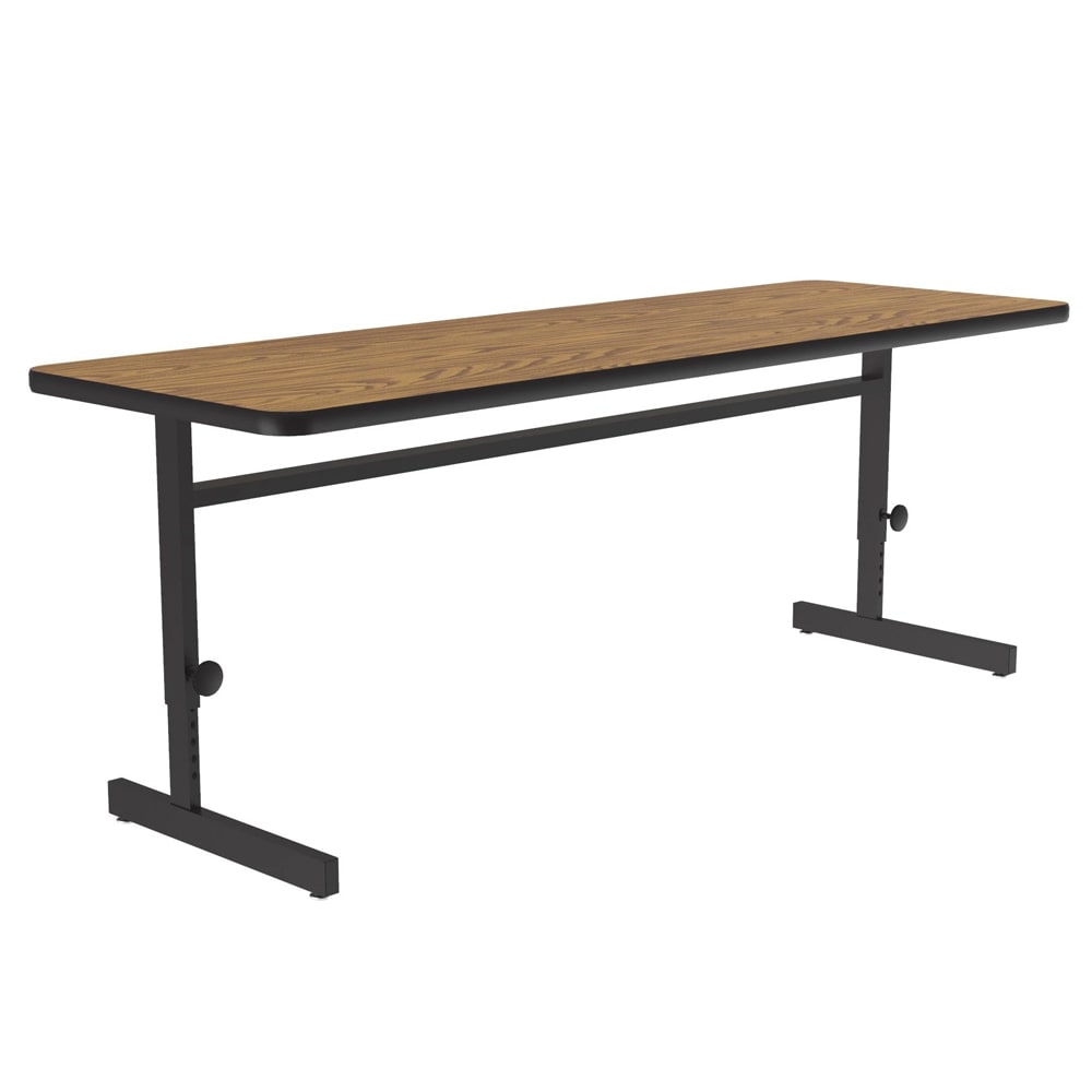 Correll Rectangular Adjustable Height Work Station, 60"W x 24"D - Medium Oak/Black T-Mold (CSA2460-06-09-09)
