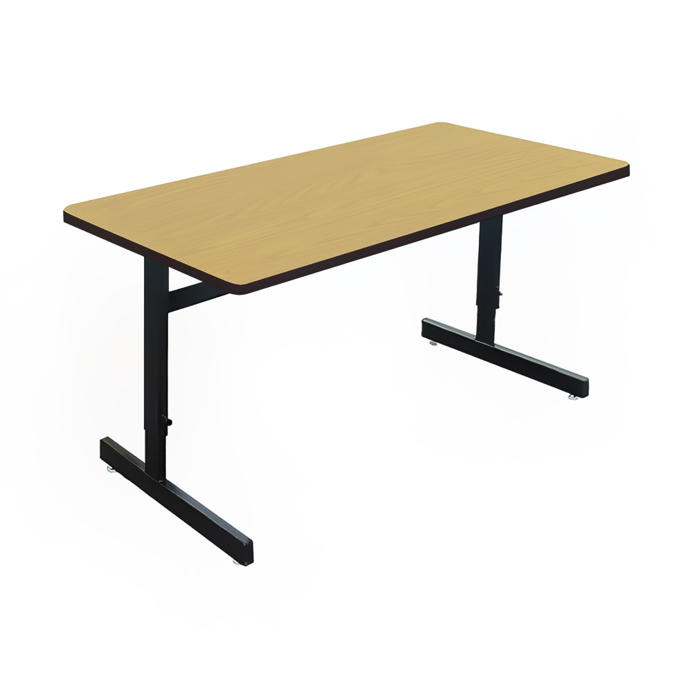 Correll Desk Height Work Station, 1 1/4" Top, Adjust to 29", 60" x 24", Fusion Maple/Black (CSA2460-16-09-09)