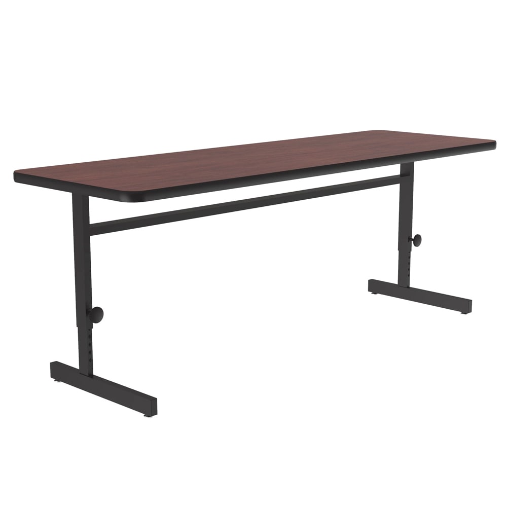 Correll Rectangular Adjustable Height Work Station, 60"W x 24"D - Mahogany/Black T-Mold (CSA2460-20-09-09)
