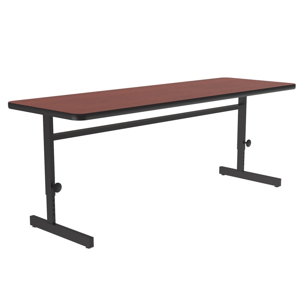 Correll Rectangular Adjustable Height Work Station, 60"W x 24"D - Cherry/Black T-Mold (CSA2460-21-09-09)