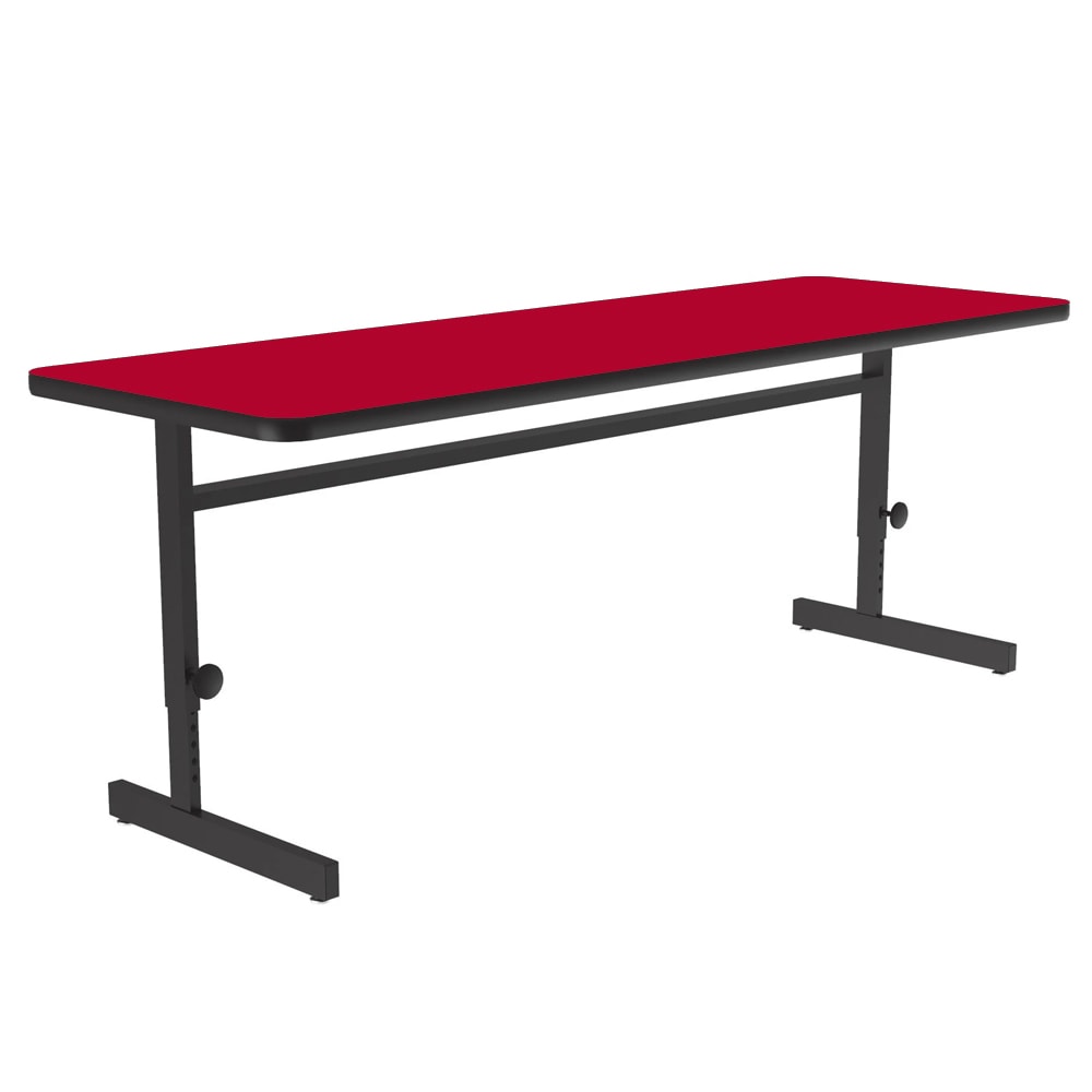 Correll Rectangular Adjustable Height Work Station, 60"W x 24"D - Red/Black T-Mold (CSA2460-35-09-09)