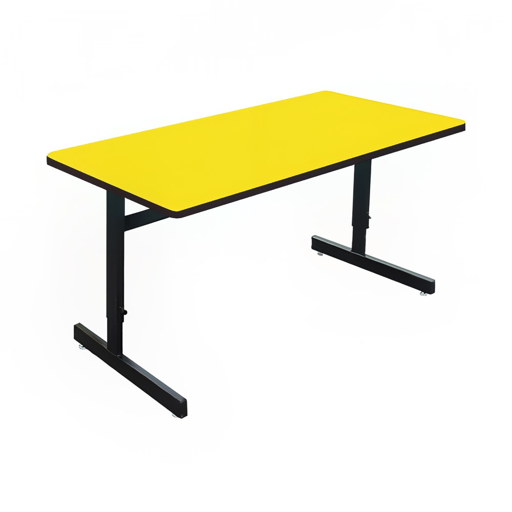 Correll Desk Height Work Station, 1 1/4" Top, Adjust to 29", 60" x 24", Yellow/Black (CSA2460-38-09-09)