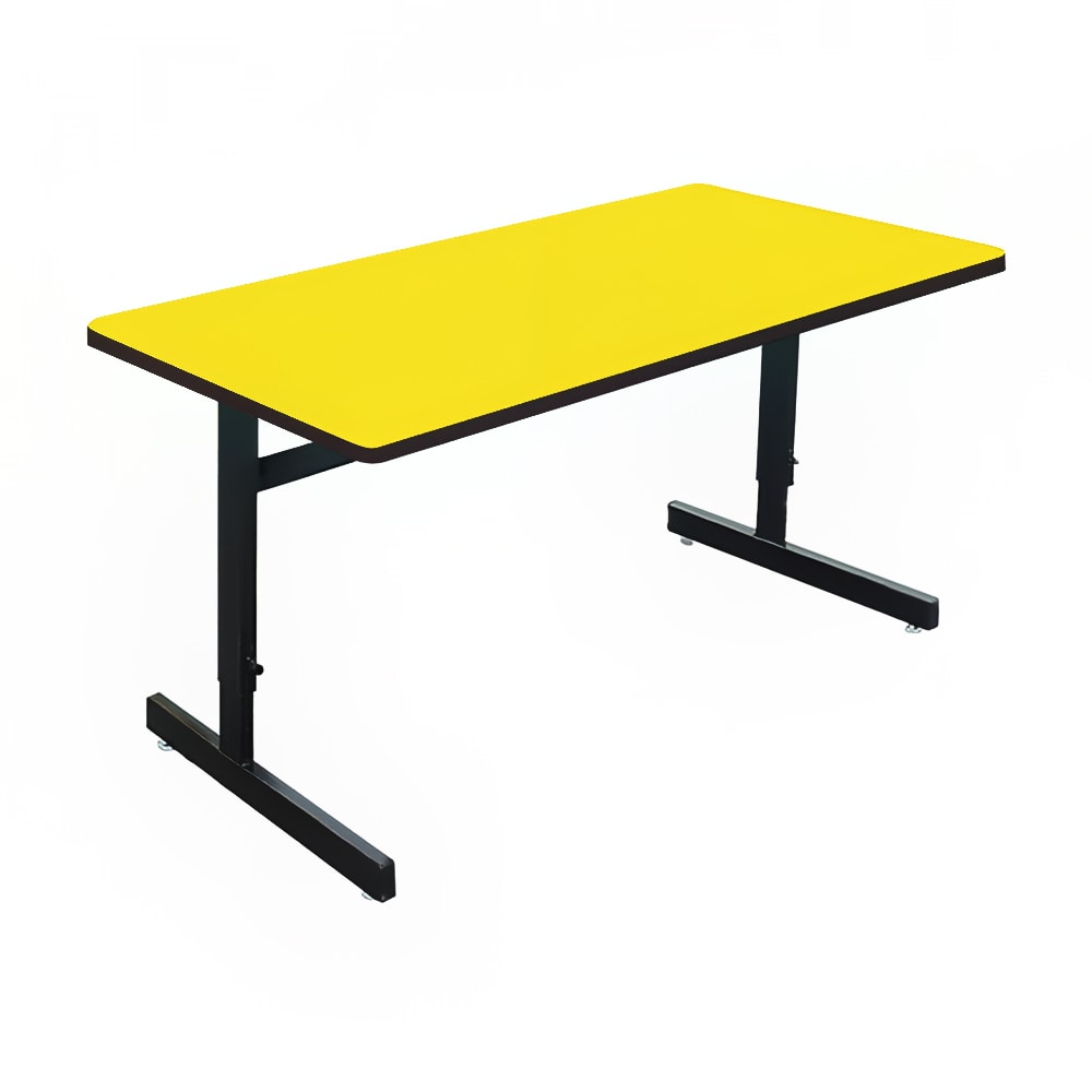 Correll Desk Height Work Station, 1 1/4" Top, Adjust to 29", 72" x 24", Yellow/Black (CSA2472-38-09-09)