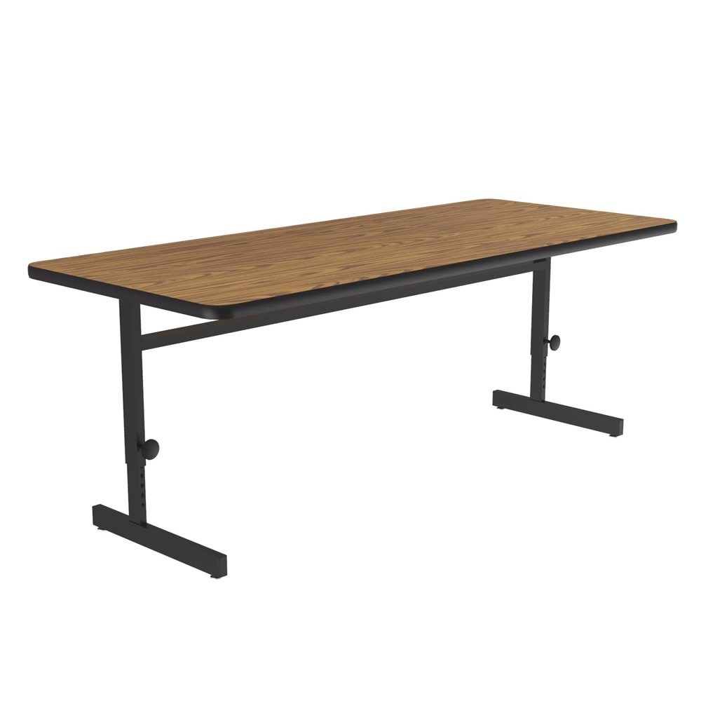 Correll Rectangular Adjustable Height Work Station, 48"W x 30"D - Medium Oak/Black T-Mold (CSA3048-06-09-09)