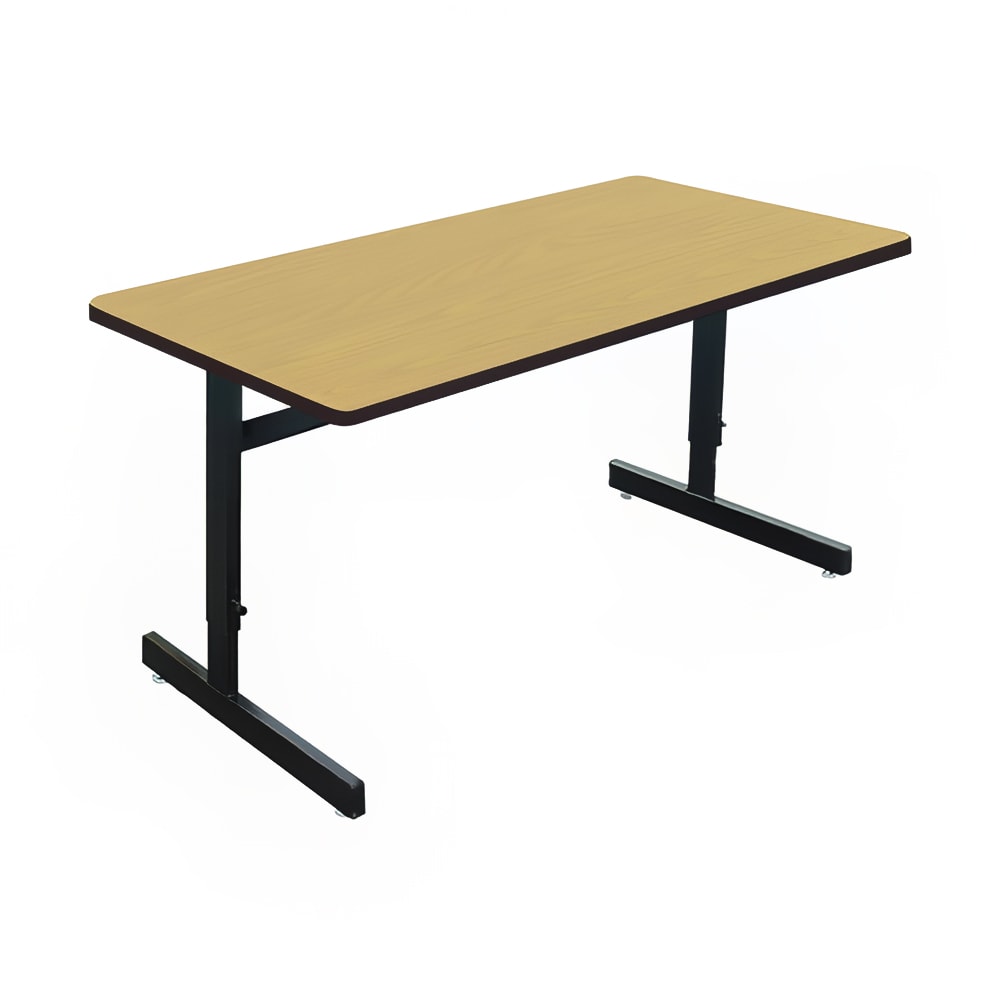 Correll Desk Height Work Station, 1 1/4" Top, Adjust to 29", 48" x 30", Fusion Maple/Black (CSA3048-16-09-09)