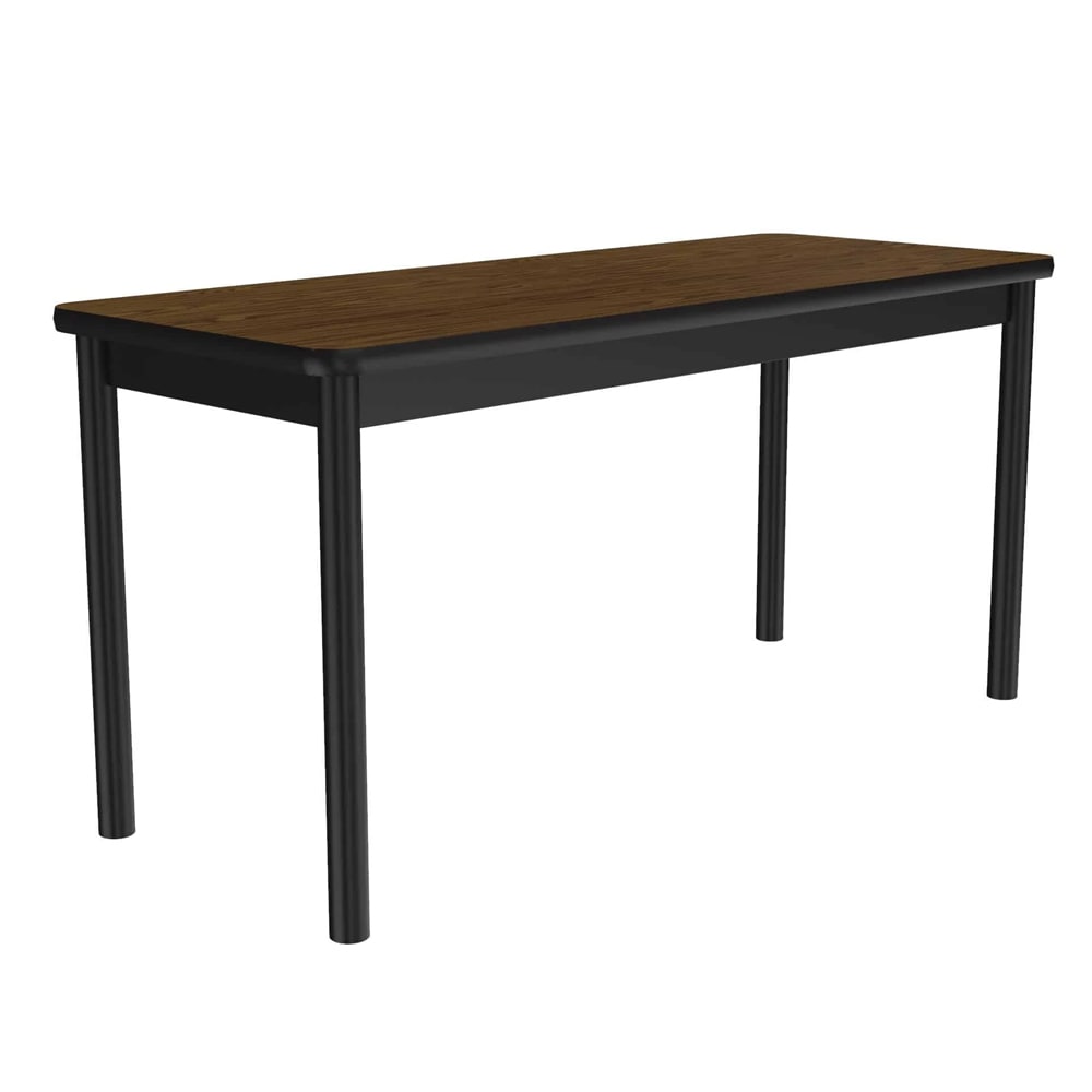 Correll Economical Library Table Wear Resistant Surface T Mold Edge 24x60" Medium Oak (LR2460-06-09-09)