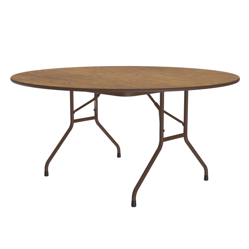 Correll 60" Round Folding Table w/ Medium Oak Plywood Top, 29"H (PC60P-06)