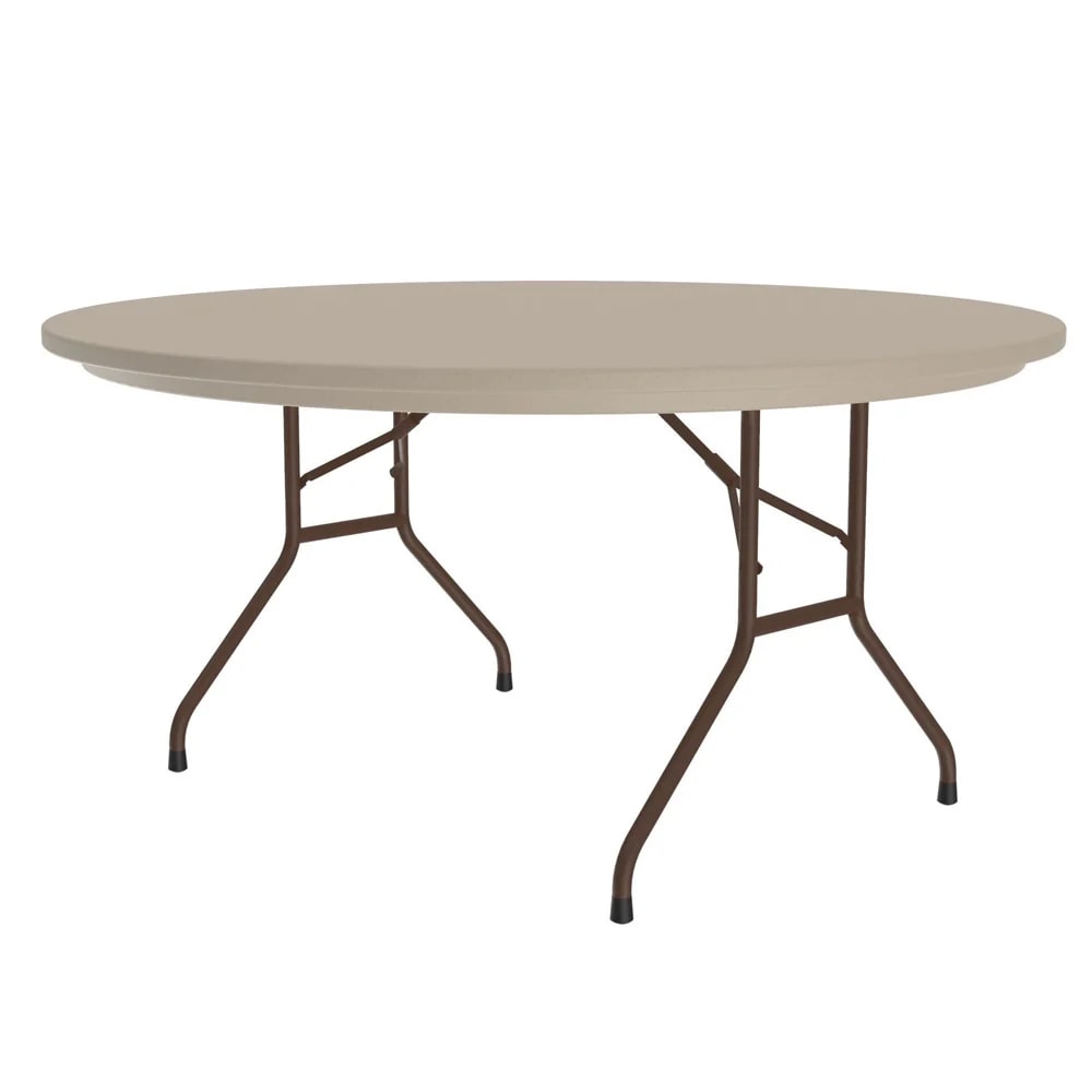 Correll 60" R-Series Round Folding Table w/ Mocha Granite Plastic Top, 29"H (R60-24)