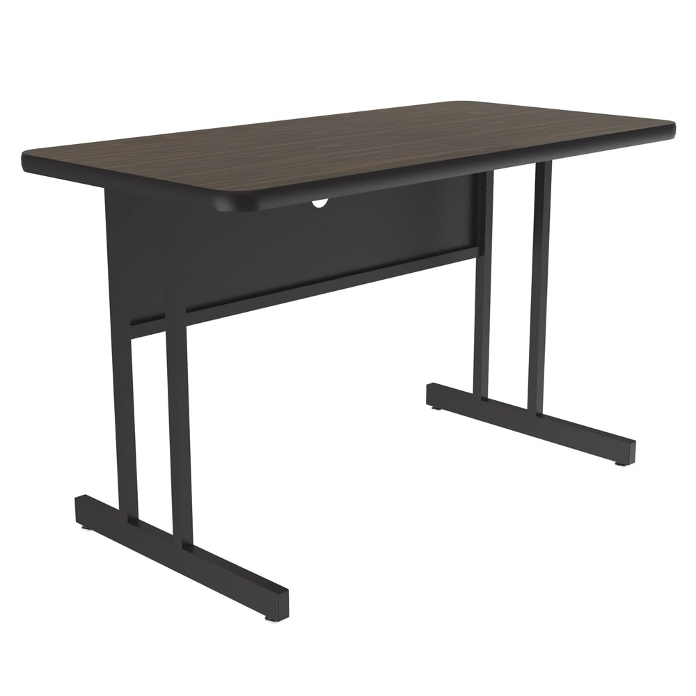 Correll Rectangular Desk Height Work Station, 36"W x 24"D - Walnut/Black T-Mold (WS2436-01-09-09)