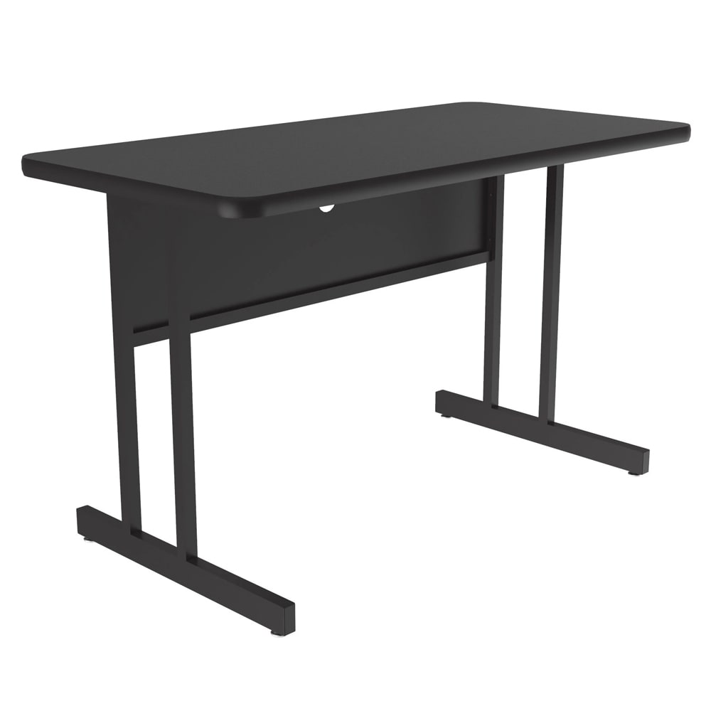 Correll Rectangular Desk Height Work Station, 48"W x 24"D - Black Granite/Black T-Mold (WS2448-07-09-09)